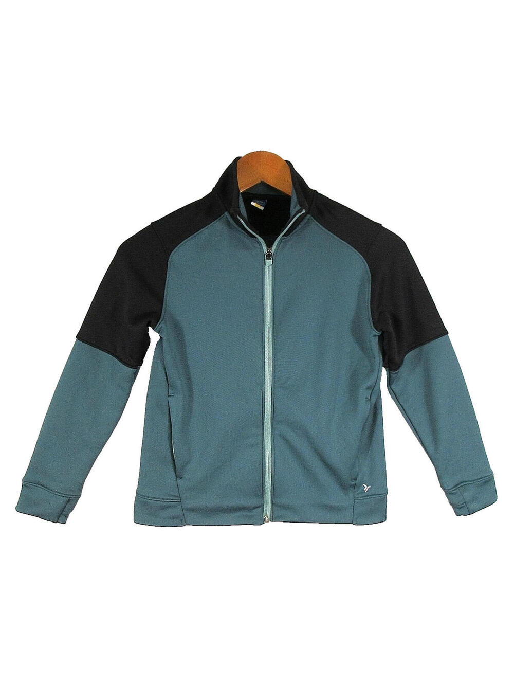 Techie Fleece Boys Mock Neck Zip Front Jacket Long Sleeve Pockets Size M Teal